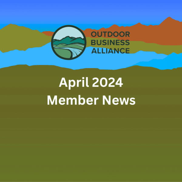 April 2024 Member News is overlaid on mountain landscape with OBA logo